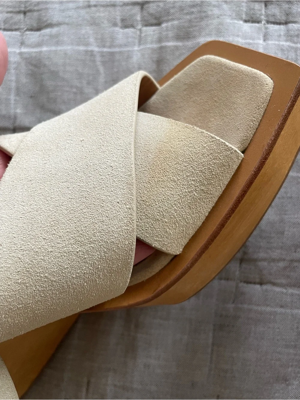 Rag & Bone Santiago Suede Wedge Wrap Sandals in natural, size 8.5 (Eur 39)